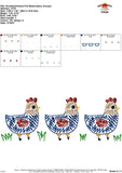 Scribble Chickens Trio Embroidery Design