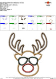 Reindeer with Aviators Zigzag Applique Design