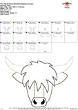 Highland Cow Bean Stitch Applique Design