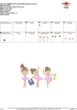 School Ballerina Trio Sketch Embroidery Design