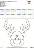 Reindeer with Aviators Bean Stitch Applique Design