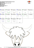 Highland Cow Bean Stitch Applique Design