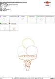Triple Ice Cream Cone Bean Stitch Applique Design