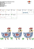Scribble Chickens Trio Embroidery Design