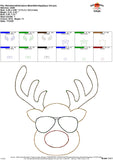 Reindeer with Aviators Bean Stitch Applique Design