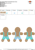 Gingerbread Man Trio Sketch Embroidery Design