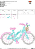 Scribble Bicycle with Flowers Embroidery Design