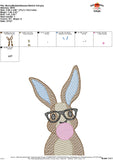 Bunny with Bubblegum Glasses Sketch Embroidery Design