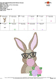 Bunny with Bubblegum Glasses Girl Sketch Embroidery Design