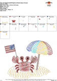 Scribble Crab with Flag Scene Embroidery Design