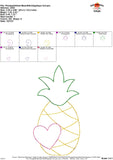 Pineapple Heart Bean Stitch Applique Design
