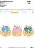 Pumpkin with Bow Trio Sketch Embroidery Design