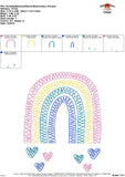 Scribble Rainbow with Hearts Embroidery Design