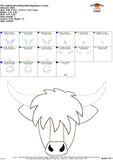 Highland Cow Bean Stitch Applique Design