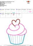 Valentine Cupcake Zigzag Applique Design