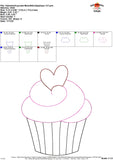 Valentine Cupcake Bean Stitch Applique Design