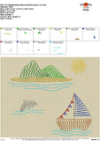 Scribble Boat Island Scene Embroidery Design