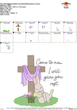 I Will Give You Rest, Bunny with Cross Sketch Embroidery Design