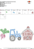 Scribble Beet Tractor Barn Embroidery Design