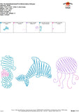 Scribble Sea Animal Trio Embroidery Design
