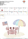 Scribble Crab with Flag Scene Embroidery Design