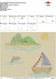 Scribble Boat Island Scene Embroidery Design