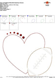 Football Heart Bean Stitch Applique Design