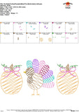 Scribble Turkey Pumpkin with Bow Trio Embroidery Design