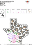 Texas Leopard with Flowers Sketch Embroidery Design