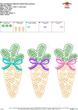 Carrot with Bow Trio Scribble Embroidery Design