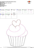 Valentine Cupcake Bean Stitch Applique Design