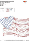 Scribble American Flag Heart Embroidery Design