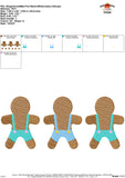 Gingerbread Man Trio Sketch Embroidery Design