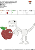 T-Rex with Apple Sketch Embroidery Design
