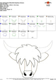 Highland Cow Bean Stitch Applique Design