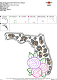 Florida Leopard with Flowers Sketch Embroidery Design