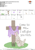 I Will Give You Rest, Bunny with Cross Sketch Embroidery Design V2