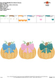 Pumpkin with Bow Trio Sketch Embroidery Design
