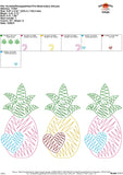 Scribble Pineapple Heart Trio Embroidery Design