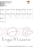XOXO Hugs and Kisses Bean Stitch Applique Design