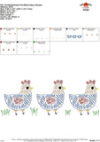 Scribble Chickens Trio Embroidery Design