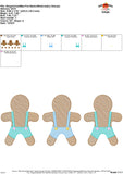 Gingerbread Man Trio Sketch Embroidery Design