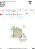 Scribble Boat Island Scene Embroidery Design