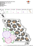Missouri Leopard with Flowers Sketch Embroidery Design
