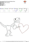 Valentine T-Rex Skeleton Bean Stitch Applique Design