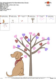 Dog with Heart Tree Sketch Embroidery Design