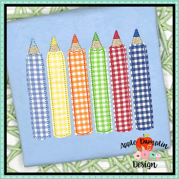 Color Pencils Bean Stitch Applique Design