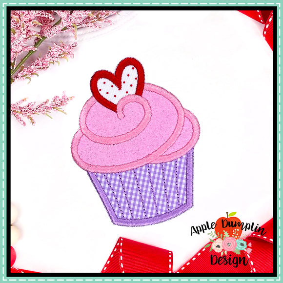 Valentine Cupcake Satin Applique Design
