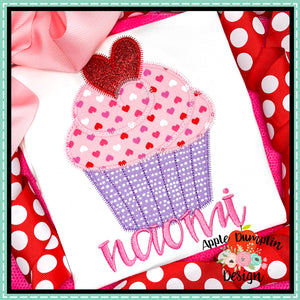 Valentine Cupcake Zigzag Applique Design