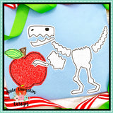 T-Rex with Apple Bean Stitch Applique Design